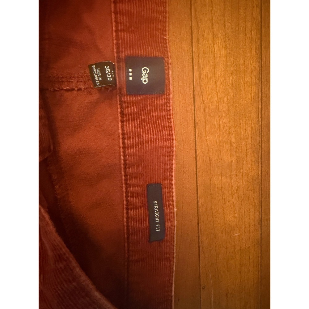 Gap Mens Straight Fit Corduroy Pants Rust Red 35x30 Ribbed 5-Pocket Cords - Picture 3 of 7